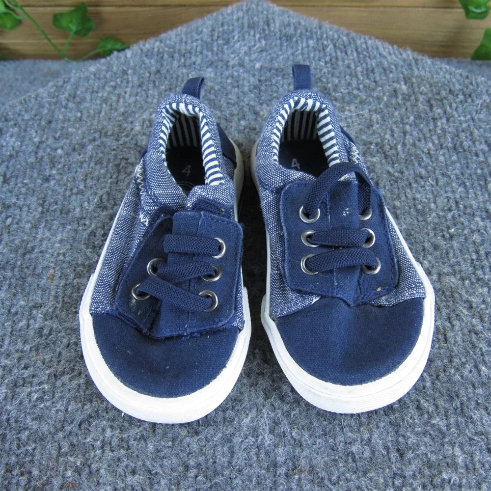 Wonder Nation Boys Sneaker  Sz T 4 Medium Blue‎ Fabric Slip On